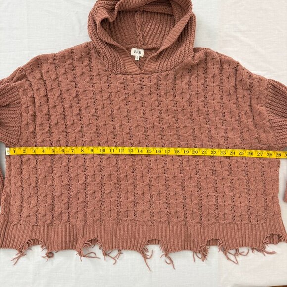 BKE Women’s Large Hooded Chenille Sweater Distressed Hem Textured Knit Cozy - Picture 9 of 11